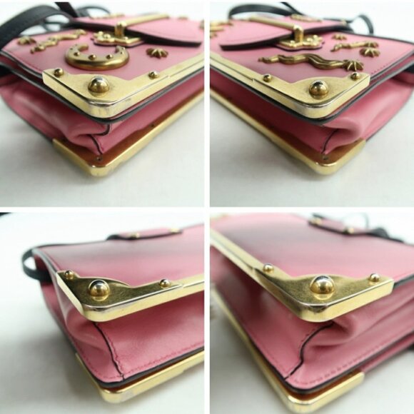 Prada Cahier Pink & Black Leather Shoulder Bag - Picture 6 of 12